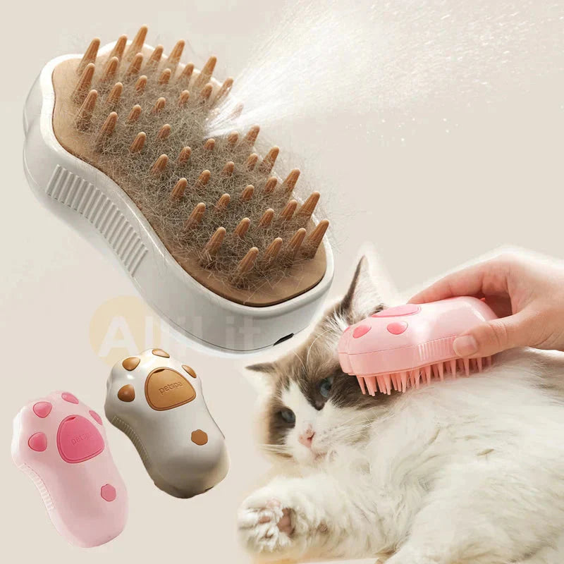 Electric Cat Steam Brush â 3-In-1 Pet Grooming Comb with Water Spray for Cats and Dogs, USB Rechargeable
