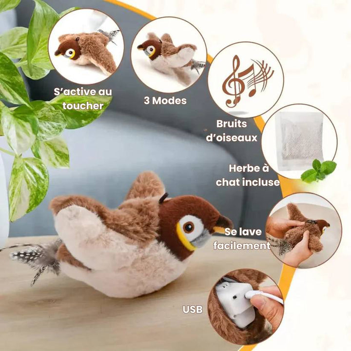 Oiseau interactif pour chat - Plumouf